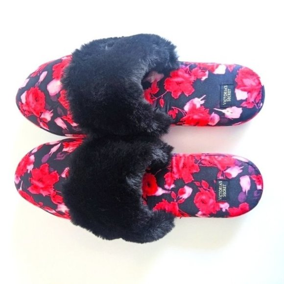 Victoria's Secret Floral Signature Satin Slippers - Picture 1 of 4